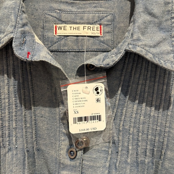 Free People Down East Denim Mini Dress NWT , sz : XS - Picture 7 of 12